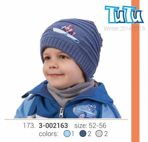 Шапка зимняя для мальчика TuTu 3-002163