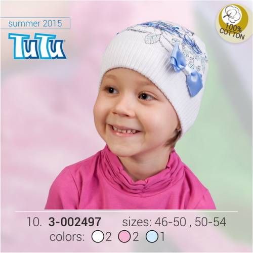 Вязаная хлопковая шапка для девочки TuTu 3-002497 white