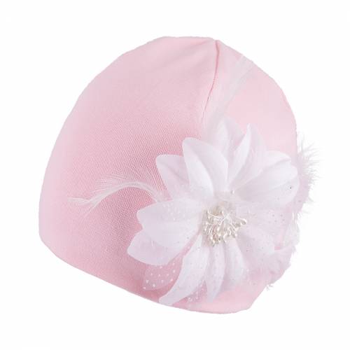 Трикотажная шапка для девочки TuTu 3-002597 pink-white