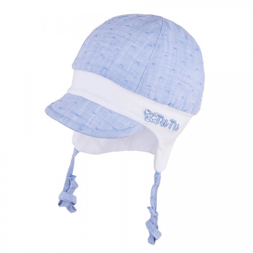Летняя шапка на завязках для мальчика TuTu 3-003583 blue