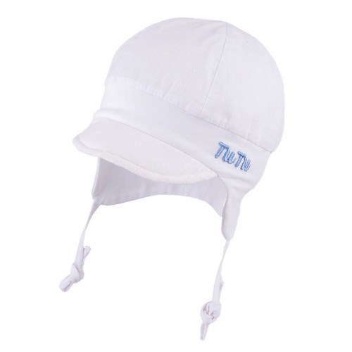 Летняя шапка на завязках для мальчика TuTu 3-003583 white