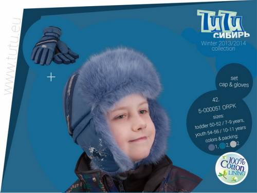 Зимний комплект для мальчика (шапка и перчатки) TuTu Сибирь 5-000051