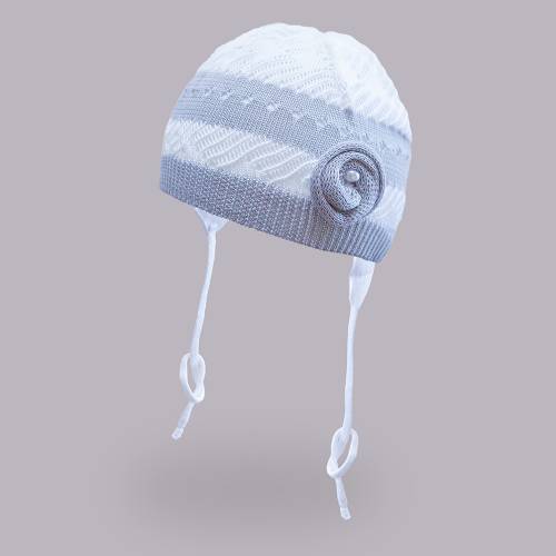 Шапочка ажурная для девочки TuTu 3-003043 white-grey