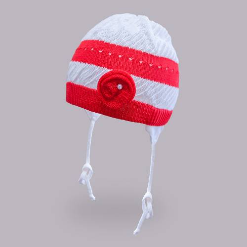 Шапочка ажурная для девочки TuTu 3-003043 white-red