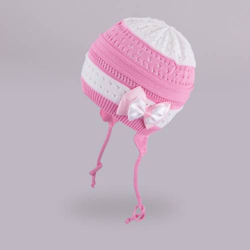 Ажурная шапка для девочки TuTu 3-002513 pink-white 
