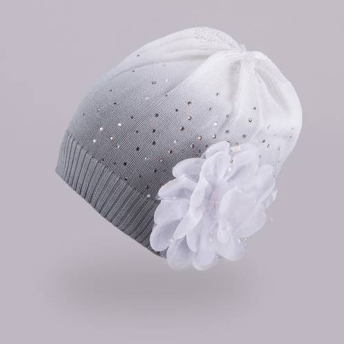 Шапка для девочки TuTu 3-002525 lightgrey-white