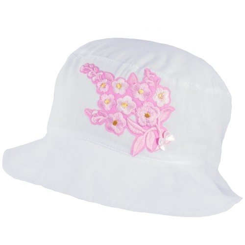 Панама белая с вышивкой "цветы" для девочки TuTu 3-004513