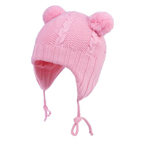 Зимняя вязаная шапка для девочки TuTu 3-004731 pink
