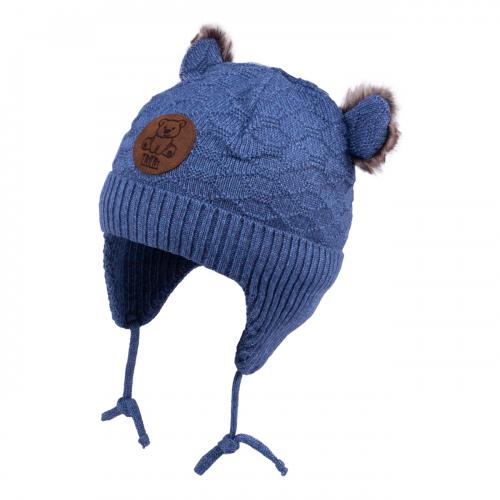 Зимняя шапка для мальчика с забавными ушками TuTu 3-004770 blue