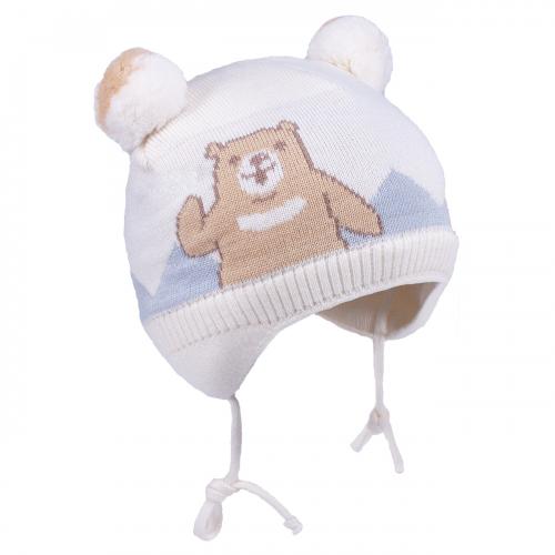 Зимняя шапка для мальчика TuTu 3-004779 ecru