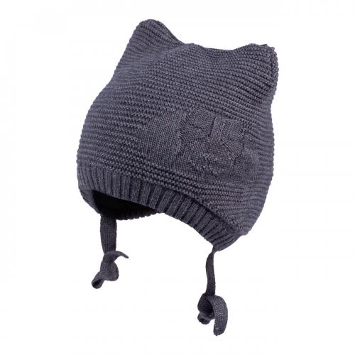 Зимняя шапка для мальчика на завязках TuTu 3-004780 grey