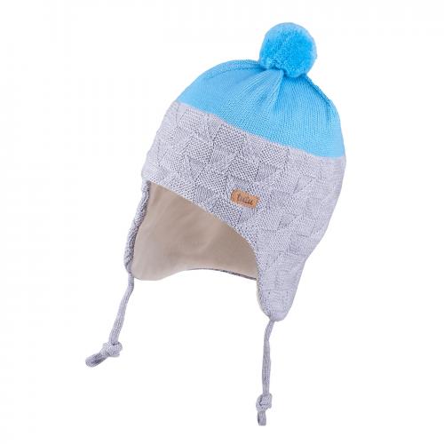 Шапка для мальчика с мериносовой шерсти TuTu 3-005199 light grey
